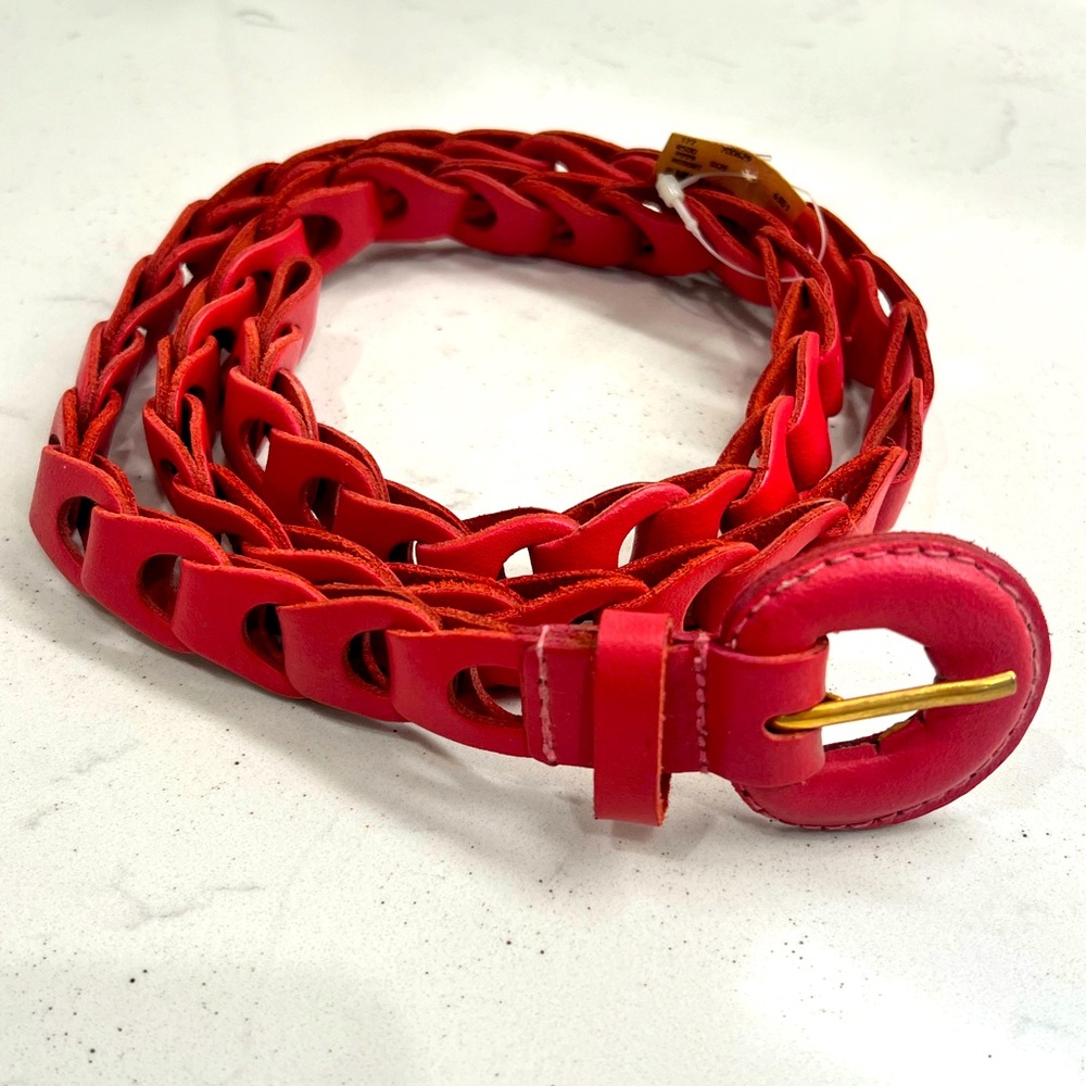 Magenta Pink Leather Vintage Belt